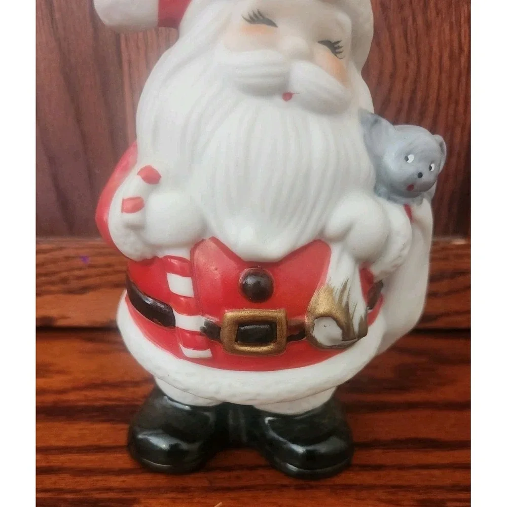Homco Santa Claus With Mouse Coin‎ Bank /figurine Ceramic Christmas 5212 Vtg